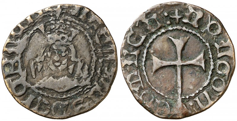 Alfons IV (1416-1458). Mallorca. Dobler. Falsa de época en cobre. 1,82 g. Ex Col...