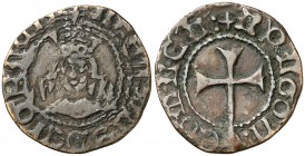 Alfons IV (1416-1458). Mallorca. Dobler. Falsa de época en cobre. 1,82 g. Ex Colección Crusafont, 27/10/2011, nº 504. Muy rara. MBC/MBC+.