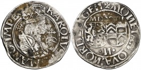 1523. Nordlingen. Carlos V. . 1 batzen. (Schulten 2423) (Kr. MB62). 3,71 g. Escasa. BC+/MBC-.