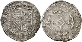 1586/5. Felipe II. Amberes. 1/20 de escudo. (Vti. 702 var). 3,30 g. MBC-.