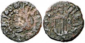 1600. Felipe III. Granollers. 1 diner. (Cal. 695) (Cru.C.G. 3741a). 0,79 g. Rara. BC+/MBC-.
