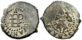 (1611). Felipe III. Perpinyà. 1 diner. (Cal. 740) (Cru.C.G. 3810). 0,73 g. Con A. Rara. MBC.