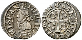 1612. Felipe III. Barcelona. 1/2 croat. (Cal. 535). 1,61 g. MBC.