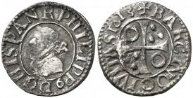 1613. Felipe III. Barcelona. 1/2 croat. (Cal. 537). 1,31 g. Leves oxidaciones superficiales. (MBC).