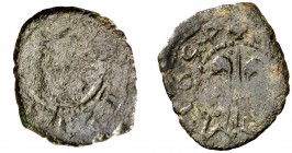 165(sic). Felipe IV. Valencia. 1 diner. (Cal. falta) (Cru.C.G. 4435j). 0,95 g. El 4 de la fecha girado. Rara. BC/BC+.