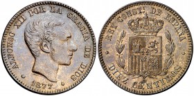1877. Alfonso XII. Barcelona. . 10 céntimos. (Cal. 67). 9,93 g. EBC-.