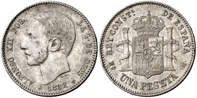 1882*1882. Alfonso XII. MSM. 1 peseta. (Cal. 58). 4,94 g. MBC+.