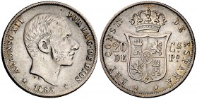 1883. Alfonso XII. Manila. 20 centavos. (Cal. 90). 5 g. Leves golpecitos. Buen ejemplar. MBC+.