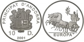 2001. Andorra. 10 diners. (Kr. 172). 31,53 g. AG. Europa. Proof.