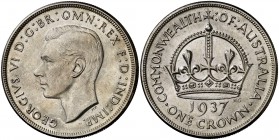 1937. Australia. Jorge VI. 1 corona. (Kr. 34). 28,29 g. AG. EBC+/S/C-.