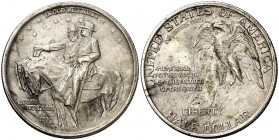 1925. Estados Unidos. Filadelfia. 1/2 dólar. (Kr. 157). 12,46 g. AG. Memorial Stone Mountain. Escasa. MBC+.