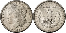 1883. Estados Unidos. S (San Francisco). 1 dólar. (Kr. 110). 26,53 g. AG. Escasa. MBC.