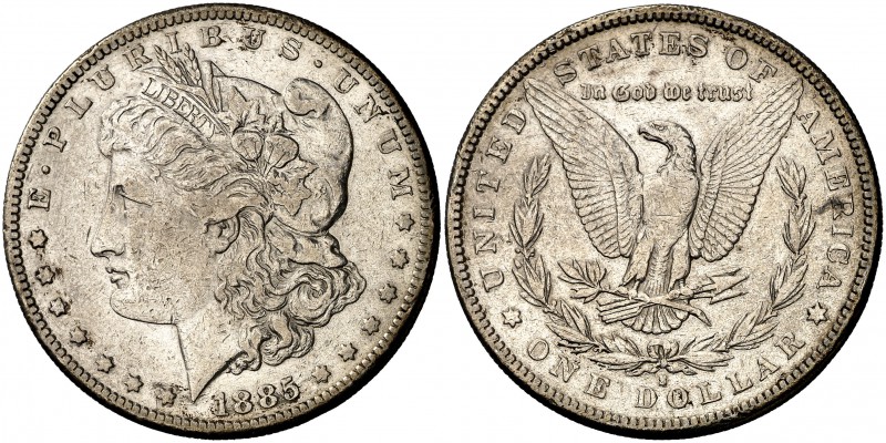 1885. Estados Unidos. S (San Francisco). 1 dólar. (Kr. 110). 26,51 g. AG. Escasa...