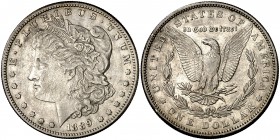 1889. Estados Unidos. S (San Francisco). 1 dólar. (Kr. 110). 26,66 g. AG. Escasa. MBC.