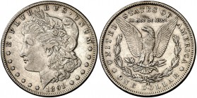 1891. Estados Unidos. CC (Carson City). 1 dólar. (Kr. 110). 26,63 g. AG. Rara. MBC.