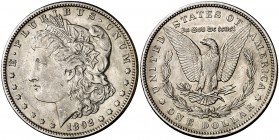 1892. Estados Unidos. O (Nueva Orleans). 1 dólar. (Kr. 110). 26,71 g. AG. Escasa. MBC+.