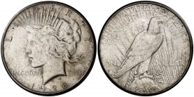 1928. Estados Unidos. S (San Francisco). 1 dólar. (Kr. 150). 26,63 g. AG. Escasa. MBC+.