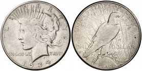 1934. Estados Unidos. S (San Francisco). 1 dólar. (Kr. 150). 26,62 g. AG. Rara. MBC+.