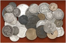 Lote de 59 monedas españolas de distintos periodos, la mayoría en plata. A examinar. RC/EBC.