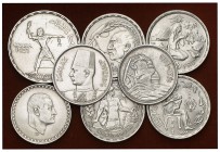 1937 a 1980. Egipto. 1 libra (cuatro), 10, 20 y 50 (dos) piastras. Lote de 8 monedas en plata, todas diferentes. EBC-/EBC+.