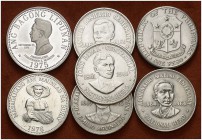 1961 a 1976. Filipinas. 1 peso (cuatro), 125 y 50 piso. Lote de 7 monedas en plata, todas diferentes. EBC/S/C-.