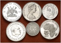 Lote de 6 monedas en plata de diferentes países. A examinar. MBC+/Proof.