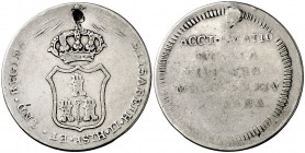 1834. Isabel II. La Habana (Cuba). (Ha. 45) (V. 766) (V.Q. 13391). 9,10 g. 30 mm. Plata. Intento de perforación. MBC-/BC+.