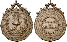 1870. Sant Llorenç de Morunys. (Cru.Medalles 621). 32,46 g. 38 mm. Cobre. Medalla conmemorativa de la reconstrucción en 1870 del Santuario del Hort. M...