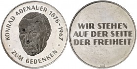 1967. Alemania. Konrad Adenauer 1876-1967, a su memoria. 26 g. 40 mm. Plata. Manchitas. (Proof).