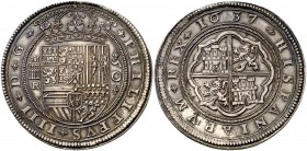 1637. Felipe IV. Segovia. R. 50 reales. 167,21 g. Reproducción del siglo XIX. Pátina. EBC+.