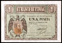 1938. Burgos. 1 peseta. (Ed. D28b). 285 de febrero. Serie G. S/C-.