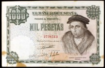 1946. 1000 pesetas. (Ed. D54). 19 de febrero, Vives. Sin serie. Manchitas. Raro. (MBC).