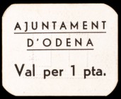 Òdena. 1 peseta. (T. 1918). Cartón. Raro. EBC-.