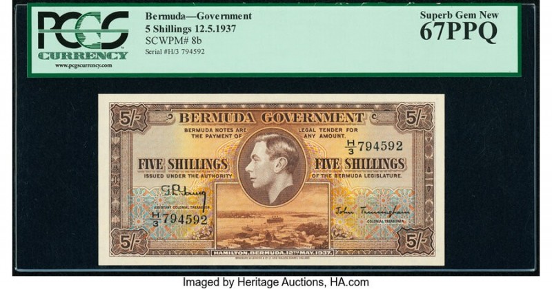 Bermuda Bermuda Government 5 Shillings 12.5.1937 Pick 8b PCGS Currency Superb Ge...