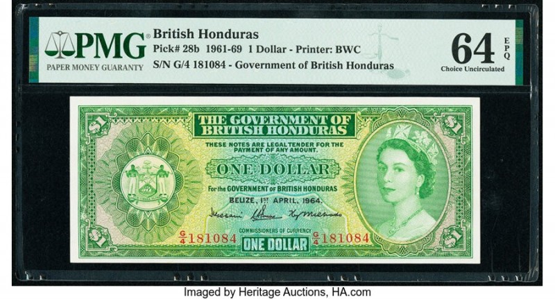 British Honduras Government of British Honduras 1 Dollar 1.4.1964 Pick 28b PMG C...