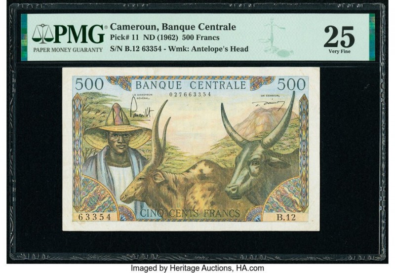 Cameroon Banque Centrale 500 Francs ND (1962) Pick 11 PMG Very Fine 25. 

HID098...