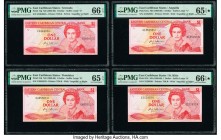 East Caribbean States Central Bank 1 Dollar ND (1985-89) Pick 17g; 21d; 21u 21k PMG Gem Uncirculated 66 EPQ; Gem Uncirculated 65 EPQ; Gem Uncirculated...
