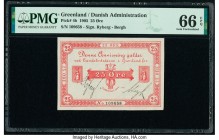 Greenland Danish Administration 25 Ore 1905 Pick 4b PMG Gem Uncirculated 66 EPQ. 

HID09801242017

© 2020 Heritage Auctions | All Rights Reserved
