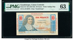 Guadeloupe Caisse Centrale de la France d'Outre-Mer 10 Francs ND (1947-49) Pick 32 PMG Choice Uncirculated 63. 

HID09801242017

© 2020 Heritage Aucti...