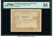 Martinique Banque de la Martinique 1 Franc ND (ca. 1870) Pick 5Ar Remainder PMG About Uncirculated 55. Tear.

HID09801242017

© 2020 Heritage Auctions...