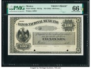 Mexico Banco Nacional Mexicano 100 Pesos ND (1882) Pick S253p1 M313p Front Proof PMG Gem Uncirculated 66 EPQ. Printer's annotation; three POCs.

HID09...
