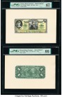 Mexico Banco Nacional de Mexico 1 Peso ND (1885-1913) Pick S255ap1; S255p2 Front and Back Proofs PMG Superb Gem Unc 67 EPQ; Gem Uncirculated 66 EPQ. F...