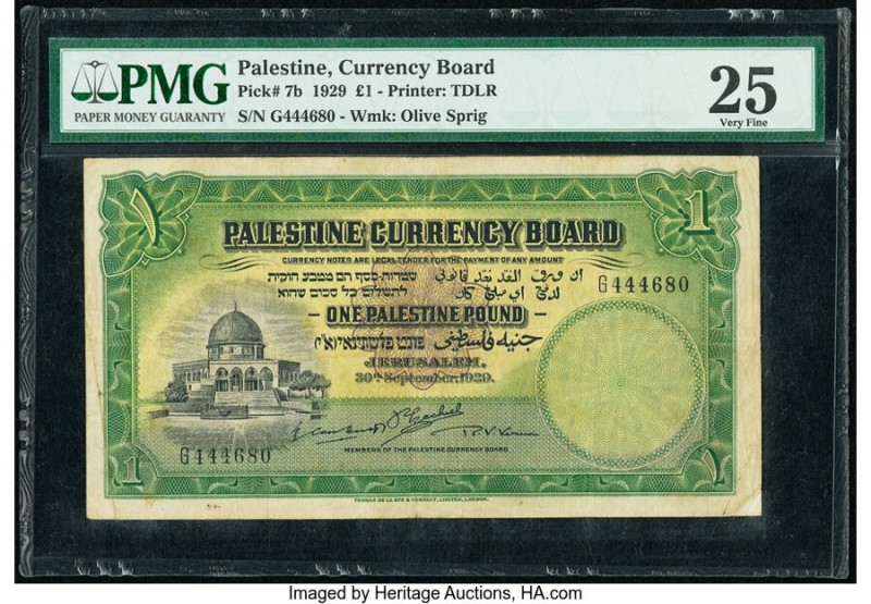Palestine Palestine Currency Board 1 Pound 1929 Pick 7b PMG Very Fine 25. 

HID0...