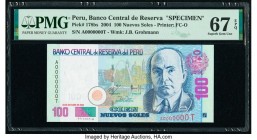 Peru Banco Central de Reserva 100 Nuevos Soles 28.10.2004 Pick 178bs Specimen PMG Superb Gem Unc 67 EPQ. Printer's annotation. 

HID09801242017

© 202...