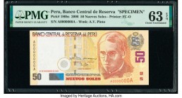 Peru Banco Central de Reserva 50 Nuevos Soles 21.12.2006 Pick 180bs Specimen PMG Choice Uncirculated 63 EPQ. 

HID09801242017

© 2020 Heritage Auction...
