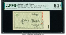 Poland Lodz Ghetto 1 Mark 15.5.1940 Pick PO-561b PMG Choice Uncirculated 64 EPQ. 

HID09801242017

© 2020 Heritage Auctions | All Rights Reserved