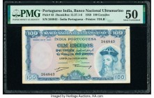 Portuguese India Banco Nacional Ultramarino 100 Escudos 2.1.1959 Pick 43 Jhunjhunwalla-Razack 12.37.1-6 PMG About Uncirculated 50. Stains.

HID0980124...