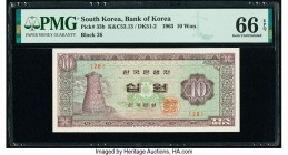 South Korea Bank of Korea 10 Won 1963 Pick 33b PMG Gem Uncirculated 66 EPQ. 

HID09801242017

© 2020 Heritage Auctions | All Rights Reserved