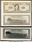 Yugoslavia National Bank 100 Dinara 1943 Pick 35Dp Front and Back (2) Photographic Proofs Crisp Uncirculated. All three examples are mounted on cardst...