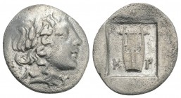 Ancients Greek
LYCIAN LEAGUE. Masicytes. Ca. 48-20 BC. AR hemidrachm 15.8mm, 1.5 gr. Series 1. Laureate head of Apollo right; Λ-Y below / K-P, cithara...